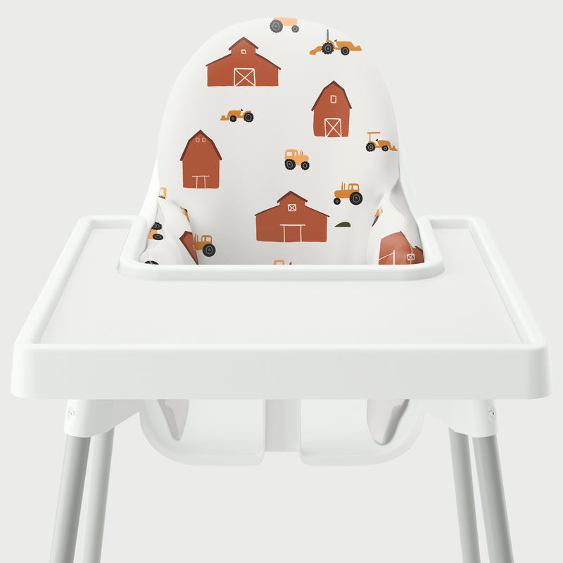 Highchair Cushion Cover - Red Barns and Tractors