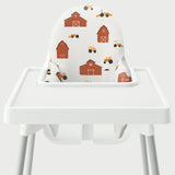 Highchair Cushion Cover - Red Barns and Tractors