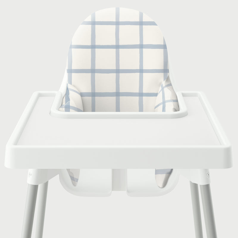 Highchair Cushion Cover - Soft Blue Window Pane