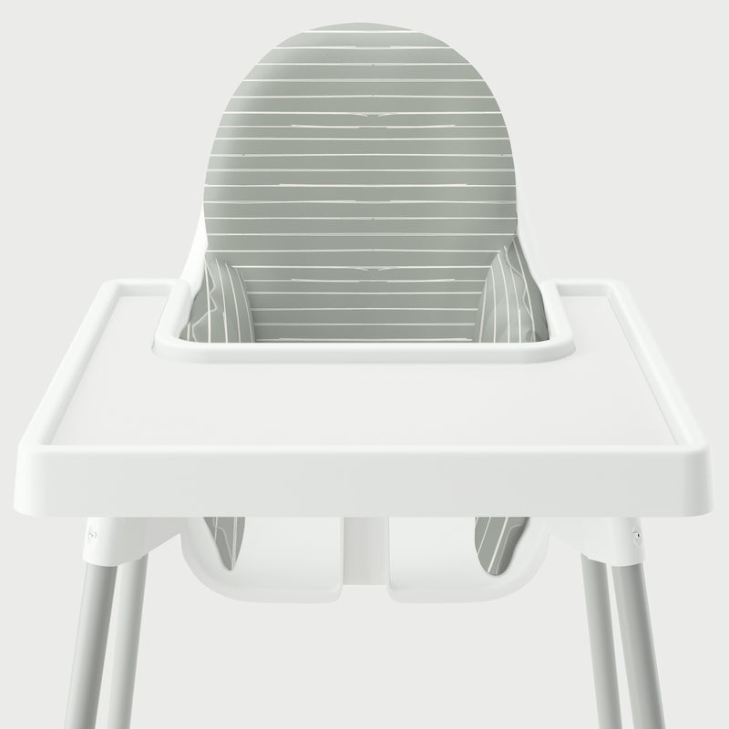 Highchair Cushion Cover - Bone Stripes on Sage