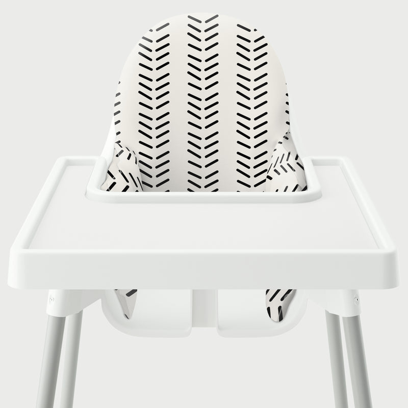 Highchair Cushion Cover - White Vertical Mudcloth