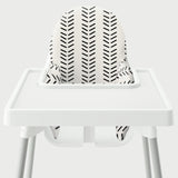 Highchair Cushion Cover - White Vertical Mudcloth