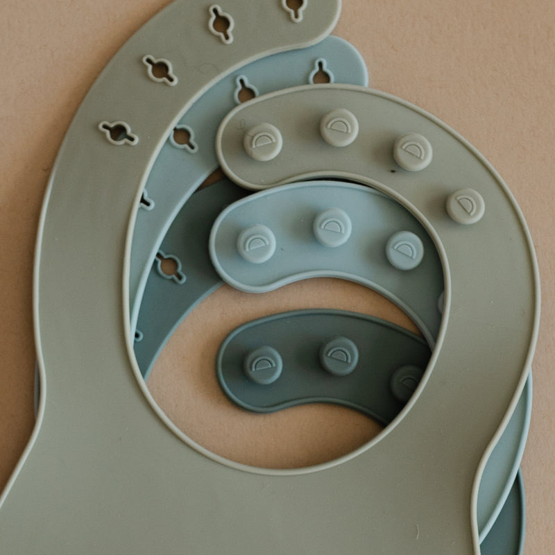 3-Pack Silicone Bibs - Blue/Green