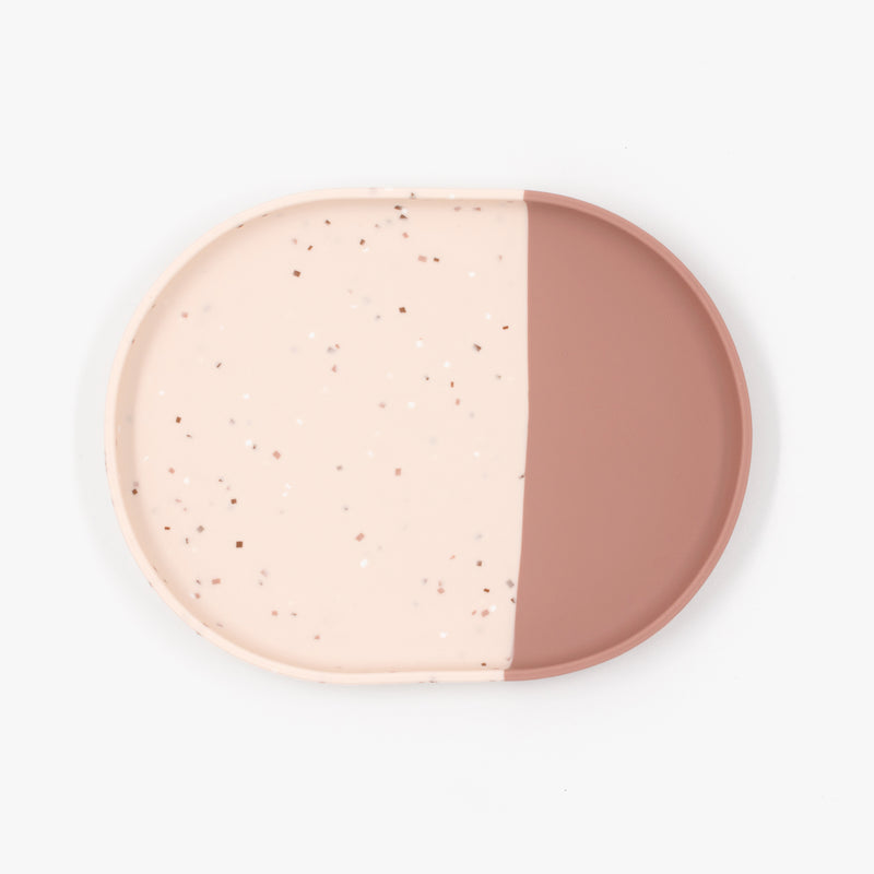 Silicone Plate - Pale Terracotta/Blush Speckle