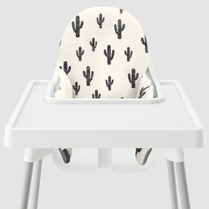 Highchair Cushion Cover - Cotton Black Cactus