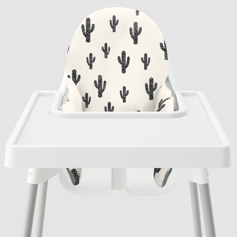 Highchair Cushion Cover - Cotton Black Cactus