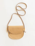 Little Girl Scalloped Leather Purse in Latte