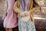 Little Girl Scalloped Leather Purse in Light Gray