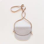 Little Girl Scalloped Leather Purse in Light Gray