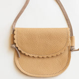 Little Girl Scalloped Leather Purse in Latte