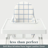 Less Than Perfect: Soft Blue Window Pane Vegan Leather Cushion Cover