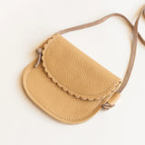 Little Girl Scalloped Leather Purse in Latte