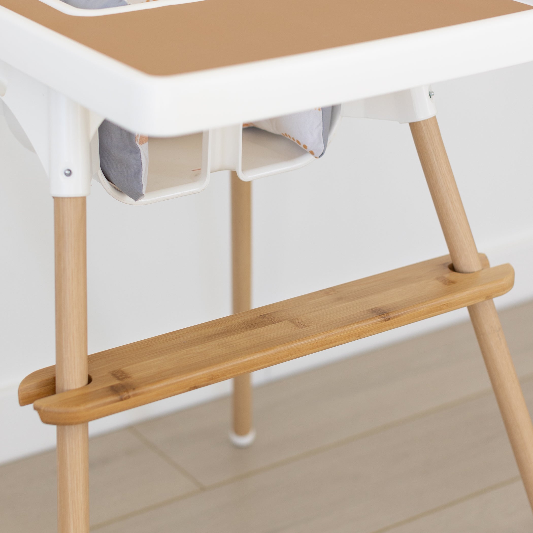 High Chair Footrest Compatible with IKEA Antilop - 100% Non-Slip Adjustable  Natural Bamboo Wooden Foot Rest Compatible with Antilope Highchair